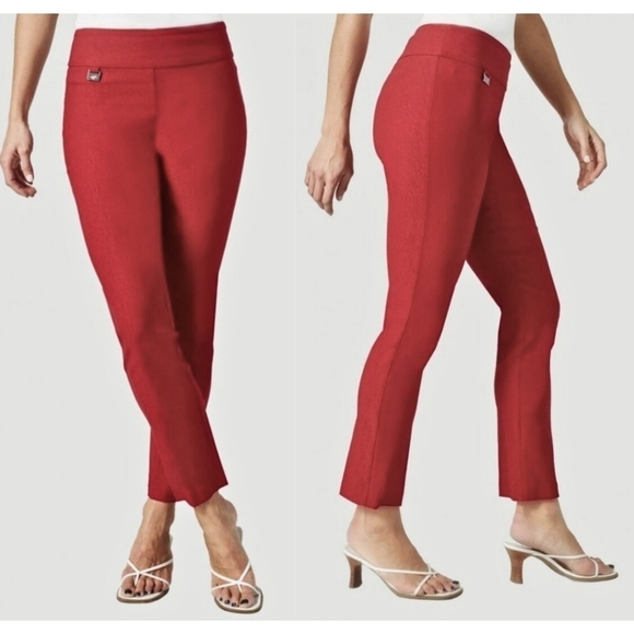 Lisette L Essentials Slim - Ankle Pants, Kathryn PDR Style 17655 Red Size Large - Picture 2 of 15